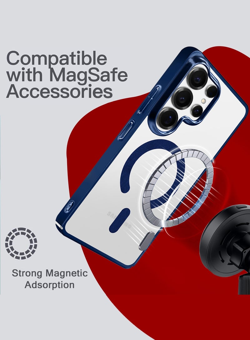 CATANES Electroplated Magnetic Transparent Case for S26 Ultra - Camera Guard and Shock-Resistant Frame with Privacy Screen Protector - Midnight Blue - Image 4